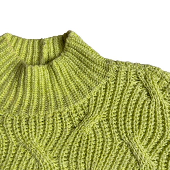 American Eagle Cable Knit Mock Neck Sweater (Lime) - Size Small - Picture 2 of 9